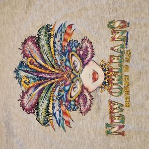 New Orleans Jazz Mardigras Feather Masquerade Lady T shirt XL